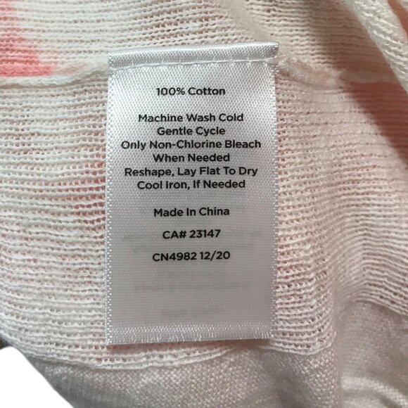 Talbots Womens Light Weight Sweater Orange white V Neck 3/4 length sleeves‎ - Picture 3 of 4